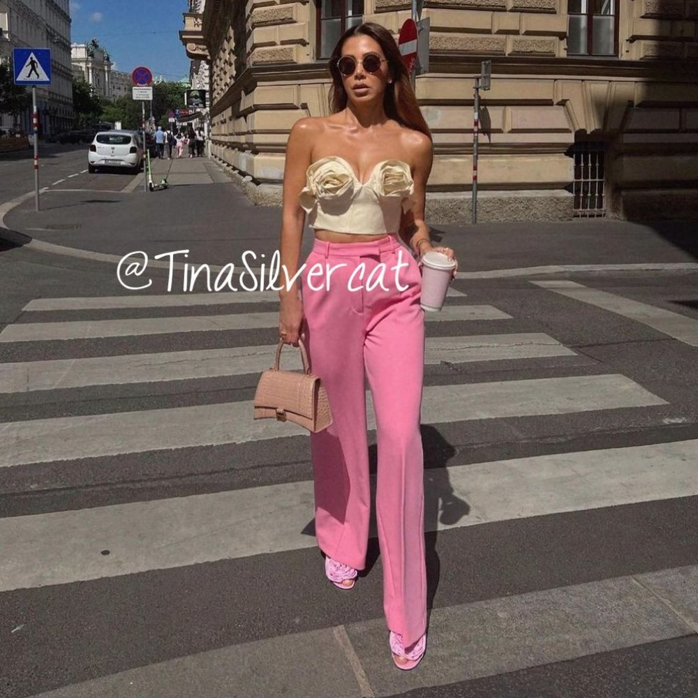 BLOGGER'S FAVE! Zara Floral Bustier Top Sand NWT